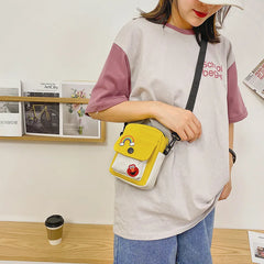 Canvas Small Square Handbag Shoulder Bag Letter Printed Crossbody Bag