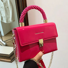 INS Women Chain Crossbody Bags Patent Leather Shoulder Bag Green Messenger Bag
