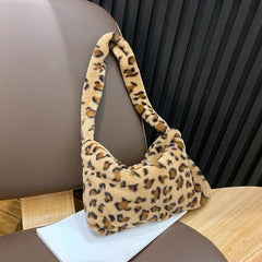Plush Flower Pattern Shoulder Bags Faux Fur Handbag