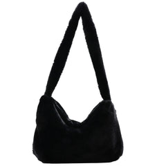 Plush Flower Pattern Shoulder Bags Faux Fur Handbag