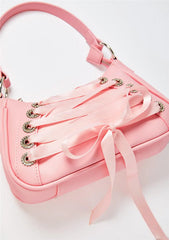 Sweet Pink Ribbon Cross Tied Gothic Style Lolita Handbag Purse