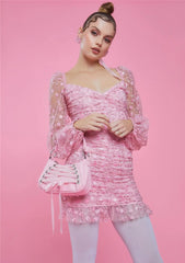Sweet Pink Ribbon Cross Tied Gothic Style Lolita Handbag Purse