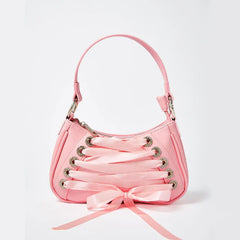 Sweet Pink Ribbon Cross Tied Gothic Style Lolita Handbag Purse