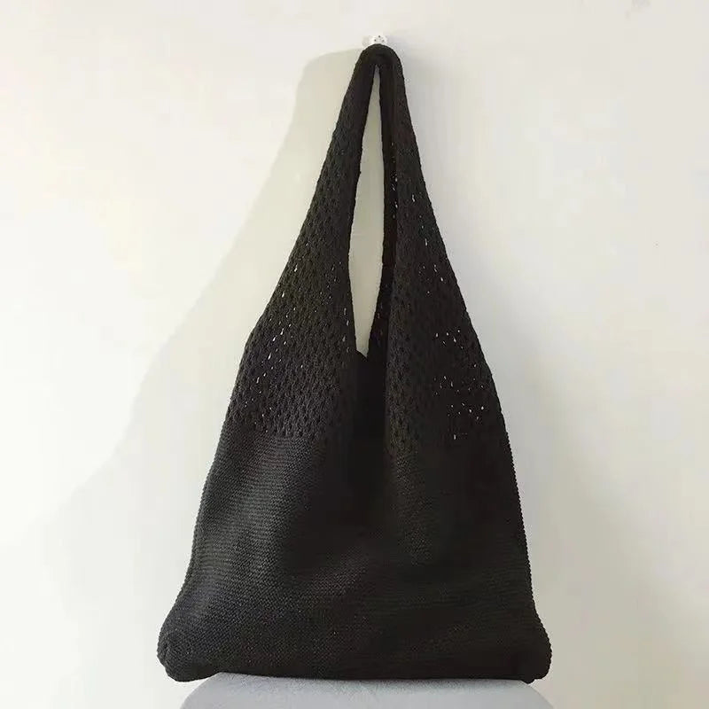 Boho Style Knitted Beach Tote Bag for Women