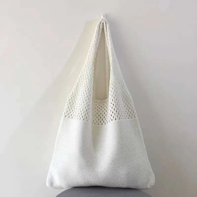 Boho Style Knitted Beach Tote Bag for Women