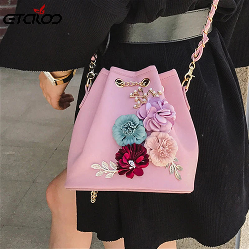 Flower Bucket Shoulder Bags Messenger Bags Small Bag Women Totes