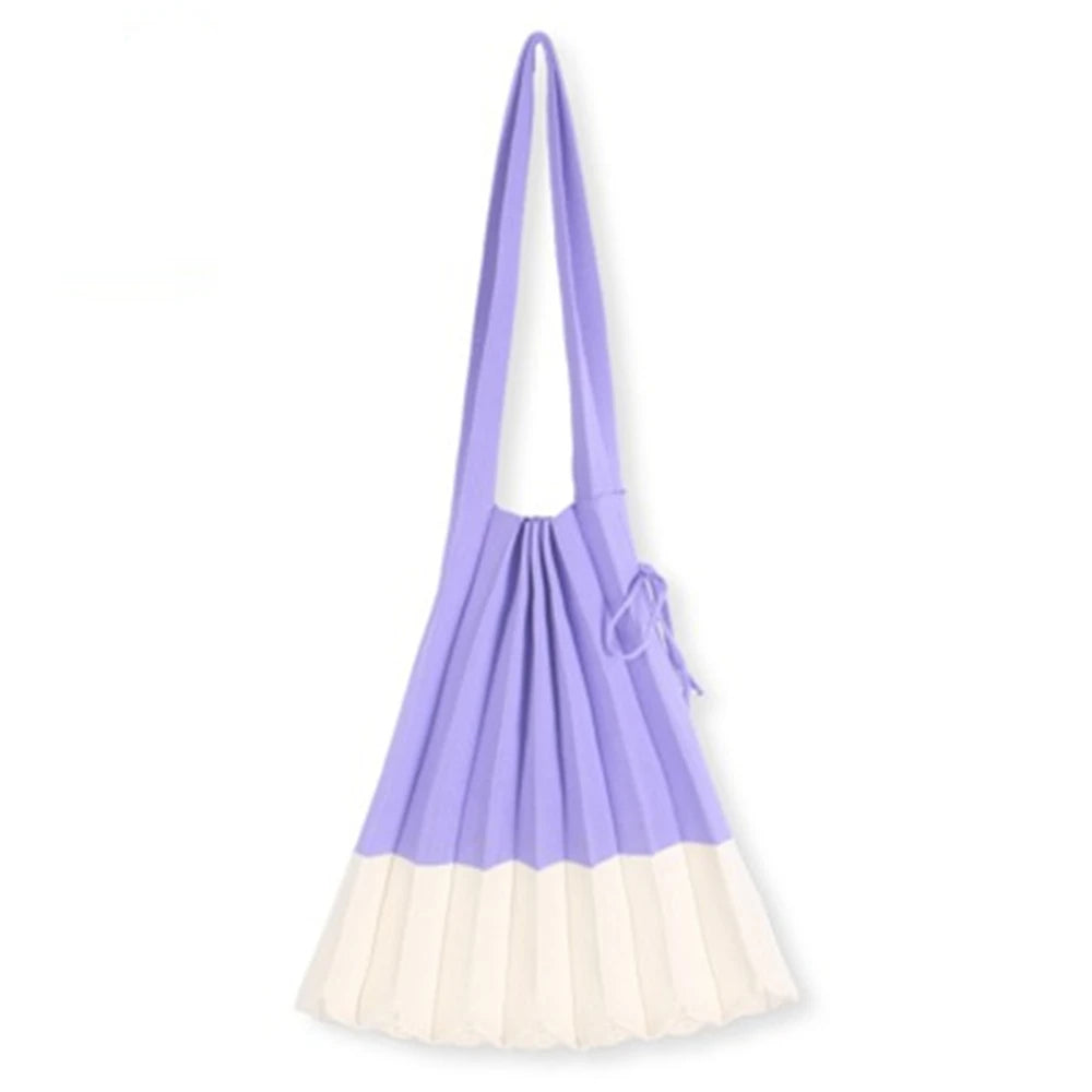 Large Capacity Shopping Handbags For Women Folded Knit Pleated Bags