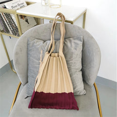 Large Capacity Shopping Handbags For Women Folded Knit Pleated Bags