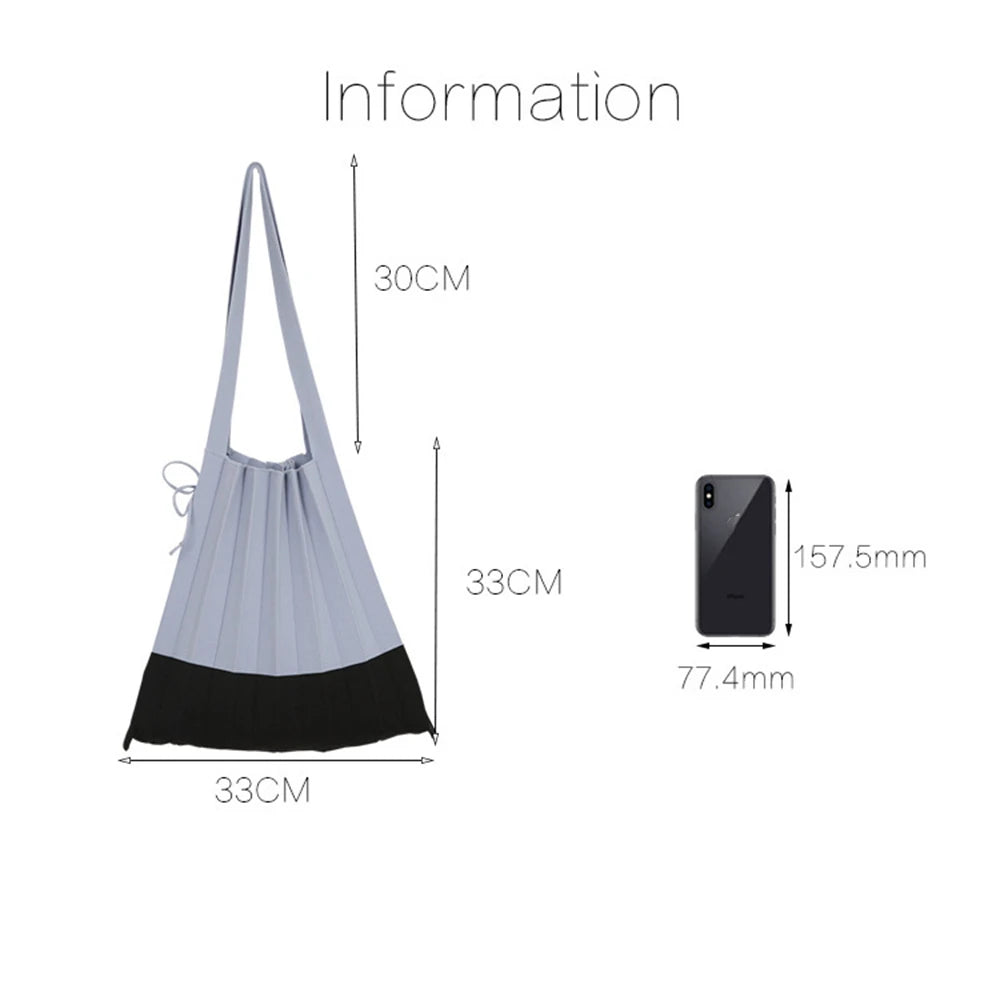 Large Capacity Shopping Handbags For Women Folded Knit Pleated Bags