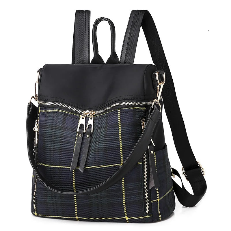 Waterproof Plaid Backpack Dual-use Bag