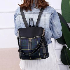 Waterproof Plaid Backpack Dual-use Bag