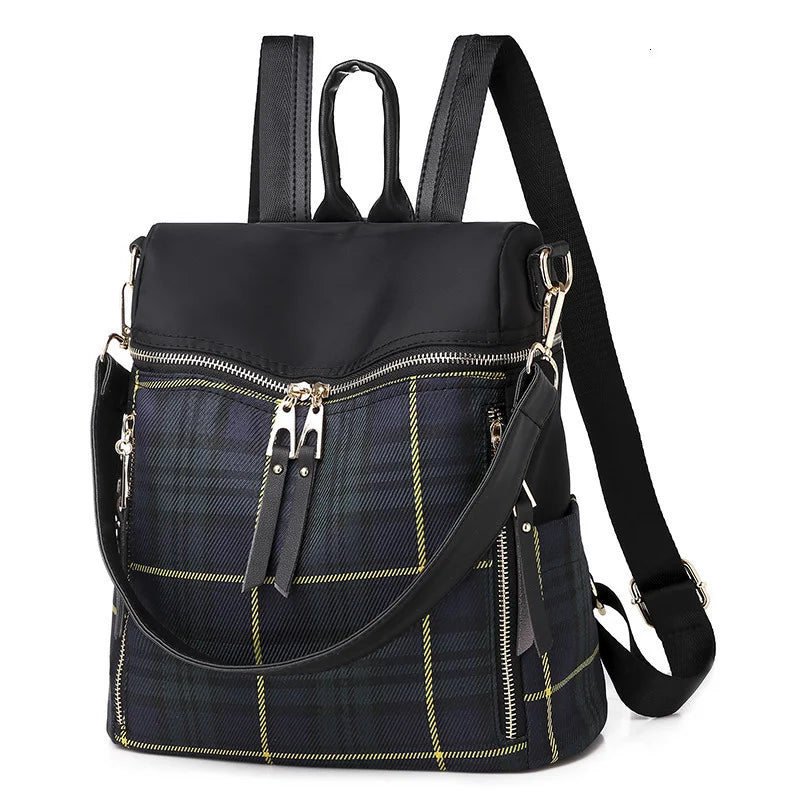 Waterproof Plaid Backpack Dual-use Bag