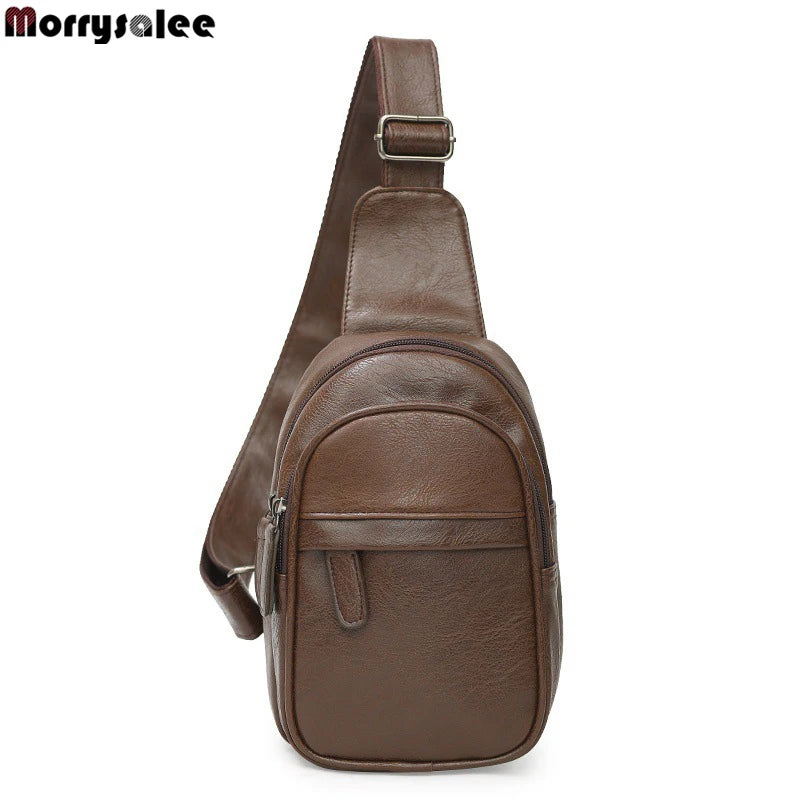 Retro Men's PU Solid Chest Bag Messenger Packet