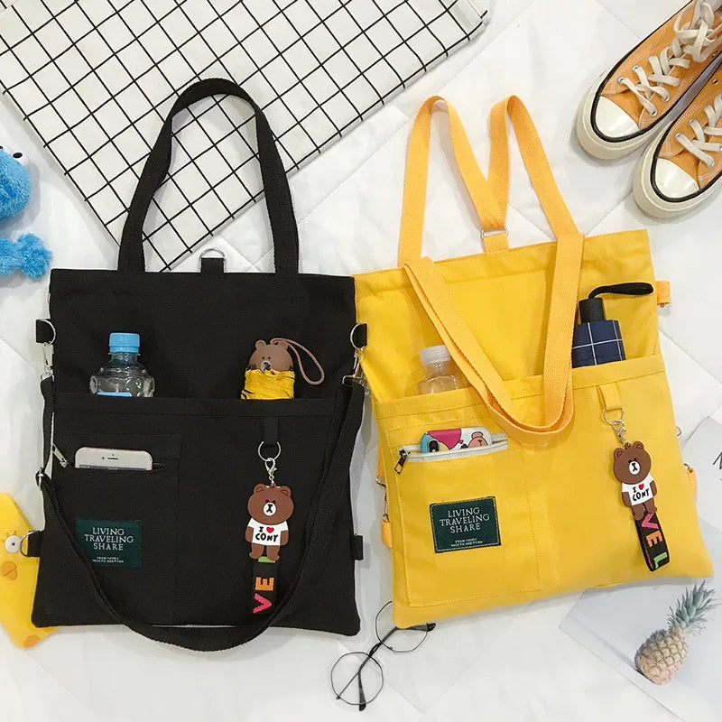 Canvas Messenger Bag for Ladies Casual Shopping Party Handbag Backpack