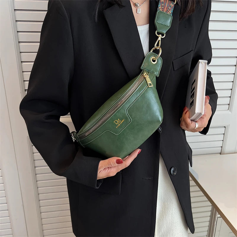 Leather Crossbody Waist Chest Bag for Women