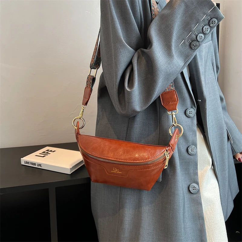 Leather Crossbody Waist Chest Bag for Women