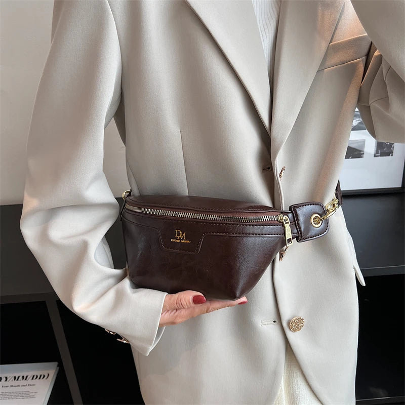 Leather Crossbody Waist Chest Bag for Women