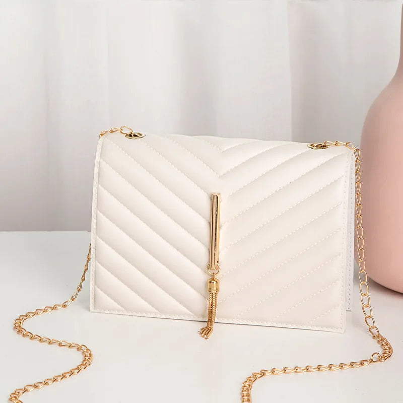 Embroidered V Pattern Pillow Bag Messenger Small Square Women's Handbag