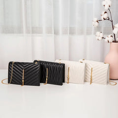 Embroidered V Pattern Pillow Bag Messenger Small Square Women's Handbag