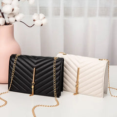 Embroidered V Pattern Pillow Bag Messenger Small Square Women's Handbag