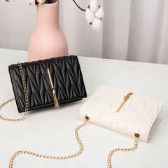 Embroidered V Pattern Pillow Bag Messenger Small Square Women's Handbag