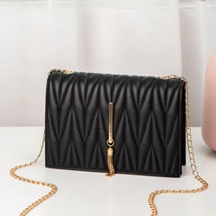 Embroidered V Pattern Pillow Bag Messenger Small Square Women's Handbag