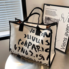 Vintage Print Women Handbag Canvas Shopping Bag Large Capacity