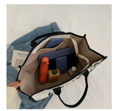 Vintage Print Women Handbag Canvas Shopping Bag Large Capacity