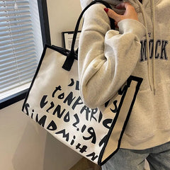 Vintage Print Women Handbag Canvas Shopping Bag Large Capacity