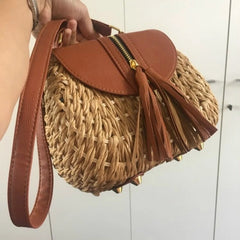 Bohemian Tassel Straw Beach Shoulder Bag