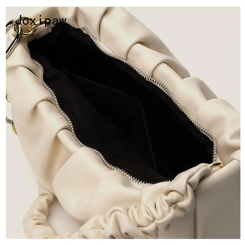 Large Capacity Tote Bag Women PU Leather Shoulder Bag Hollow Chain
