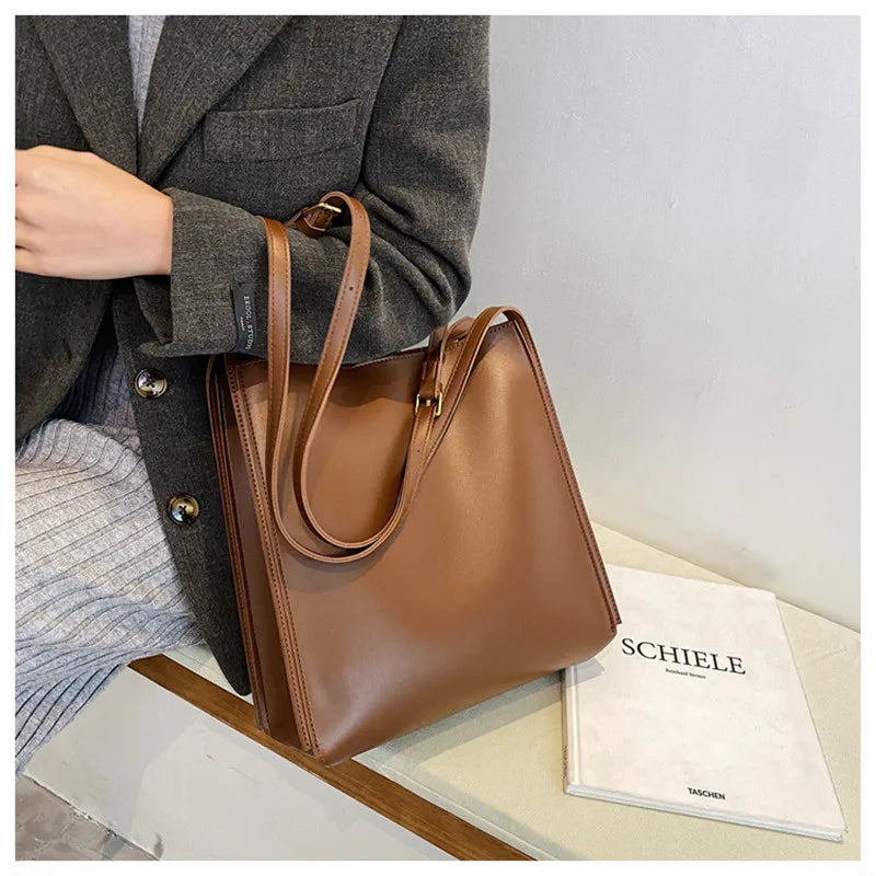 Large Capacity PU Leather Shoulder Bag Women Messenger Crossbody Bag