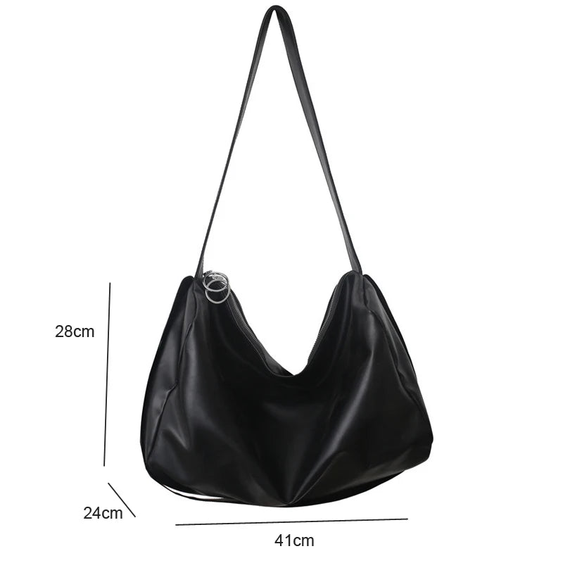 Large Capacity PU Leather Shoulder Bags Soft Casual Travel Bag Women