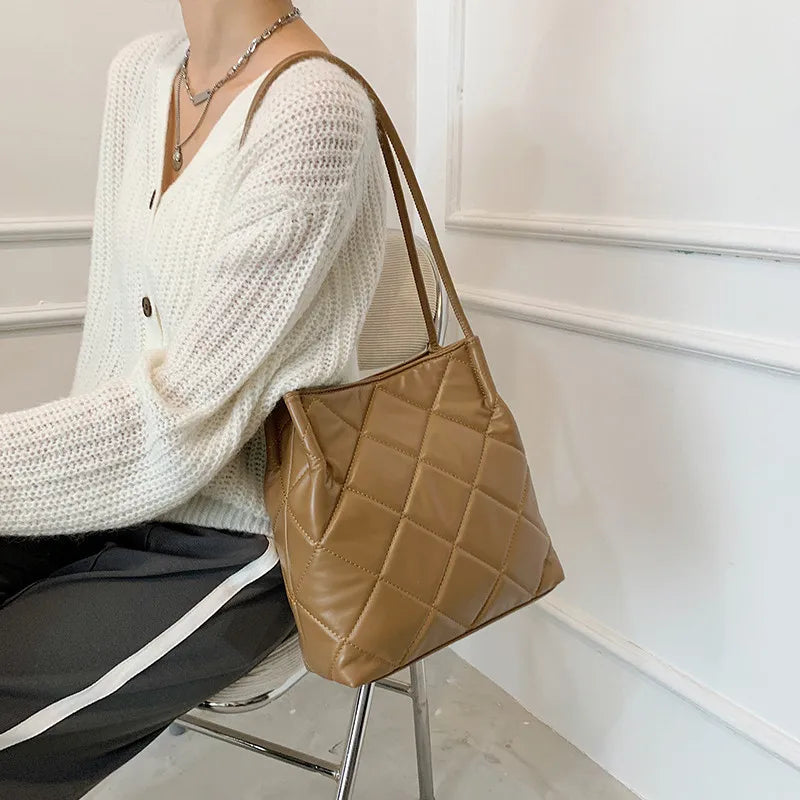 Large Capacity Shoulder Bag Ladies Handbags PU Leather Bucket Bags For Women