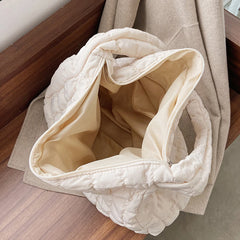 Lattice Pattern Shoulder Bag Space Cotton Handbag Women Large Capacity Tote Bags