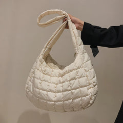 Lattice Pattern Shoulder Bag Space Cotton Handbag Women Tote Bags