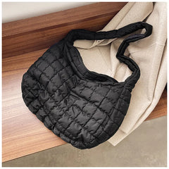 Lattice Pattern Shoulder Bag Space Cotton Handbag Women Tote Bags