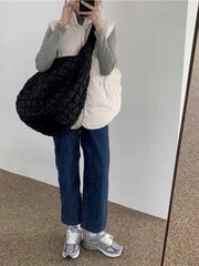 Lattice Pattern Shoulder Bag Large Capacity Tote