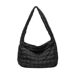 Lattice Pattern Shoulder Bag Space Cotton Handbag Women Large Capacity Tote Bags