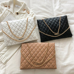 Plaid Pu Leather Crossbody Bag Envelope Handbag Chain Messenger Sac