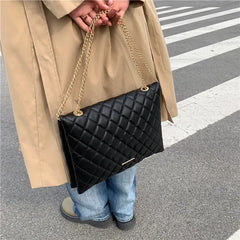 Plaid Pu Leather Crossbody Bag Envelope Handbag Chain Messenger Sac