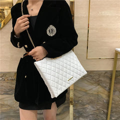 Plaid Pu Leather Crossbody Bag Envelope Handbag Chain Messenger Sac