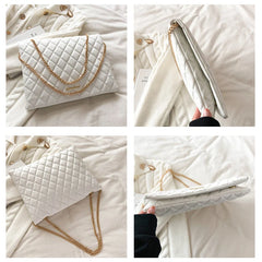 Plaid Pu Leather Crossbody Bag Envelope Handbag Chain Messenger Sac