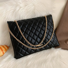 Plaid Pu Leather Crossbody Bag Envelope Handbag Chain Messenger Sac