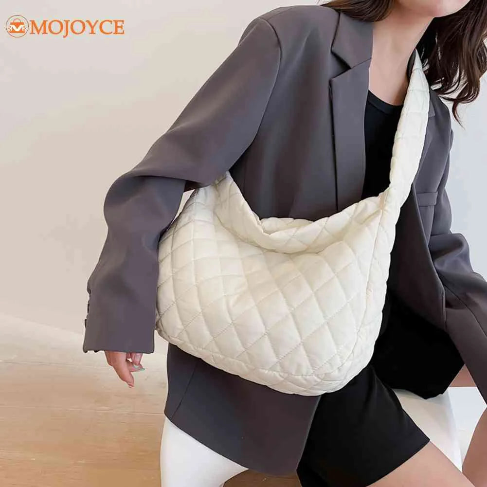 Lattice Winter Handbag Space Pad Cotton Crossbody Bag Female Large Capacity Tote