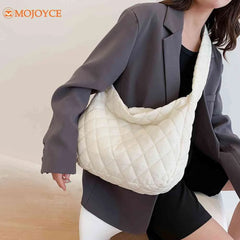 Lattice Winter Handbag Space Pad Cotton Crossbody Bag Female Large Capacity Tote