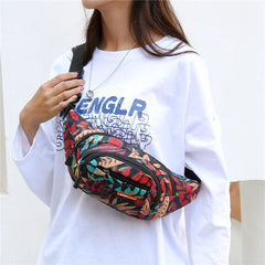 Leaf Printed Waist Bags Fanny Pack Men's Belt Bag Women Casual Travel