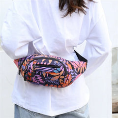 Leaf Printed Waist Bags Fanny Pack Men's Belt Bag Women Casual Travel