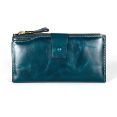 Oil Wax Leather Women Wallets Classic High Cards Holder Women Purse