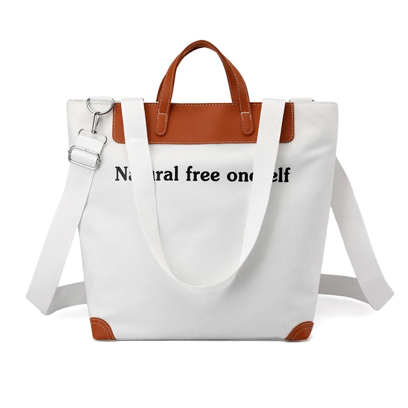 Letter Canvas Women Handbags Travel Outside Shopping Bag Leisure Tote Bag